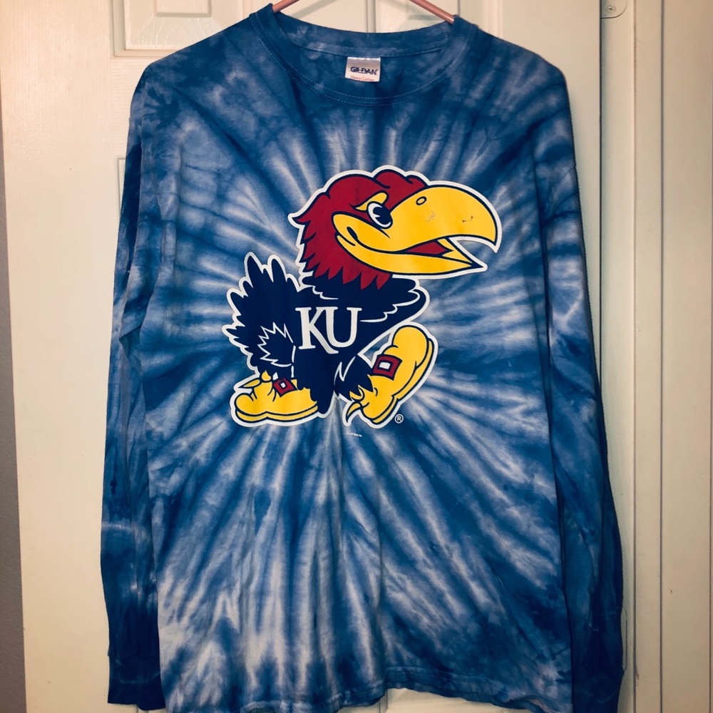 Long sleeved blue tie-dye KU Shirt    Size-L
